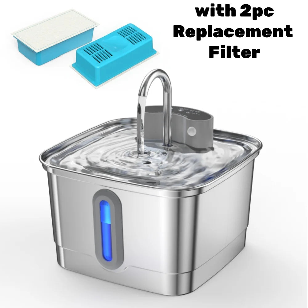 Smart Wireless Cat Water Fountain 4000mAh Rechargeable Battery Sensor Stainless Steel Automatic Pet water Dispenser with Filter