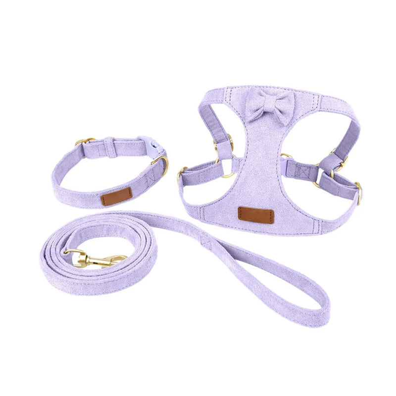 Soft Breathable Dog Collar Harness Leash Set