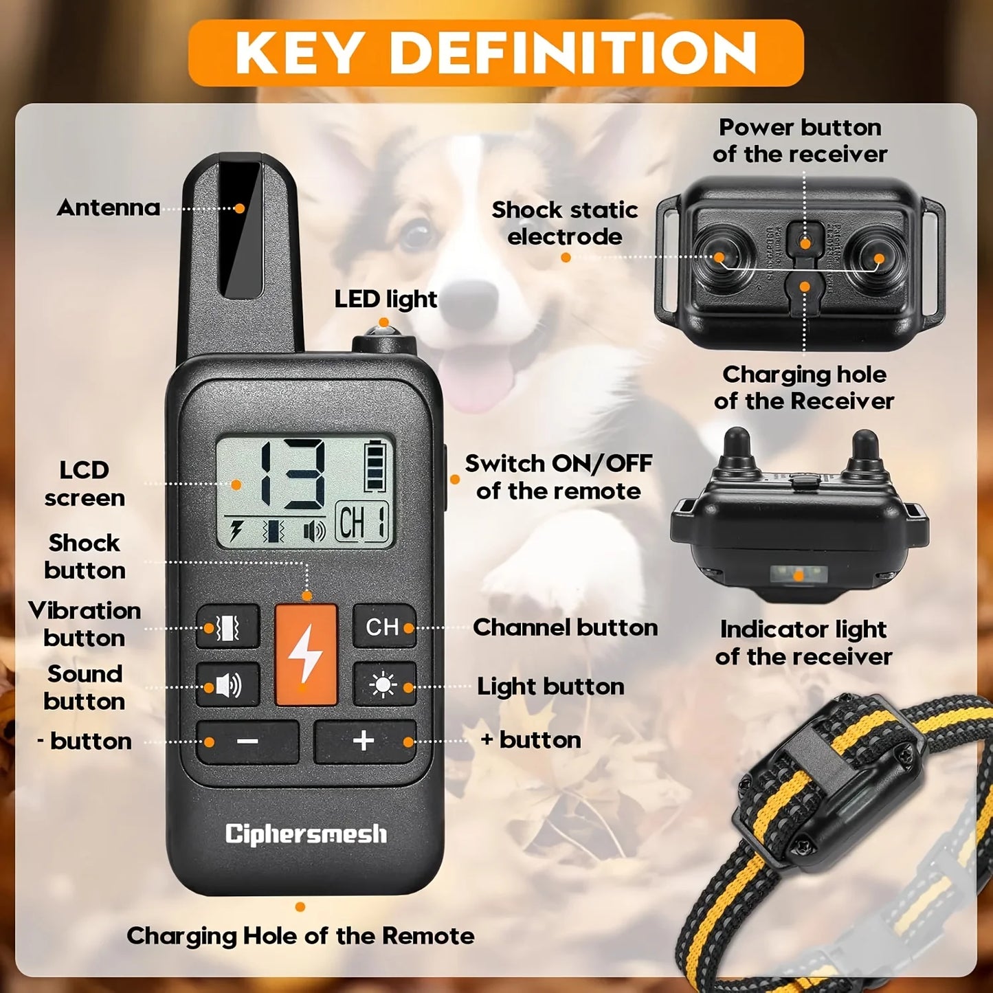 Rechargeable Anti Barking Shock Vibration Collar