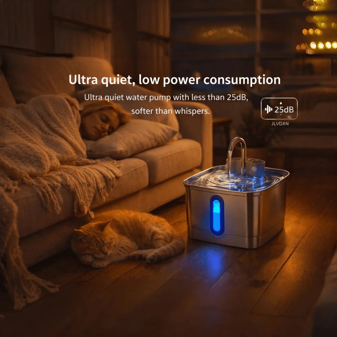 Smart Wireless Cat Water Fountain – Stainless Steel Automatic Dispenser