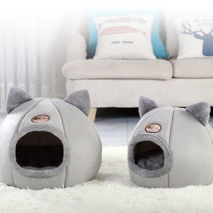 Cozy Cat Cave Bed – Warm Winter Pet Tent