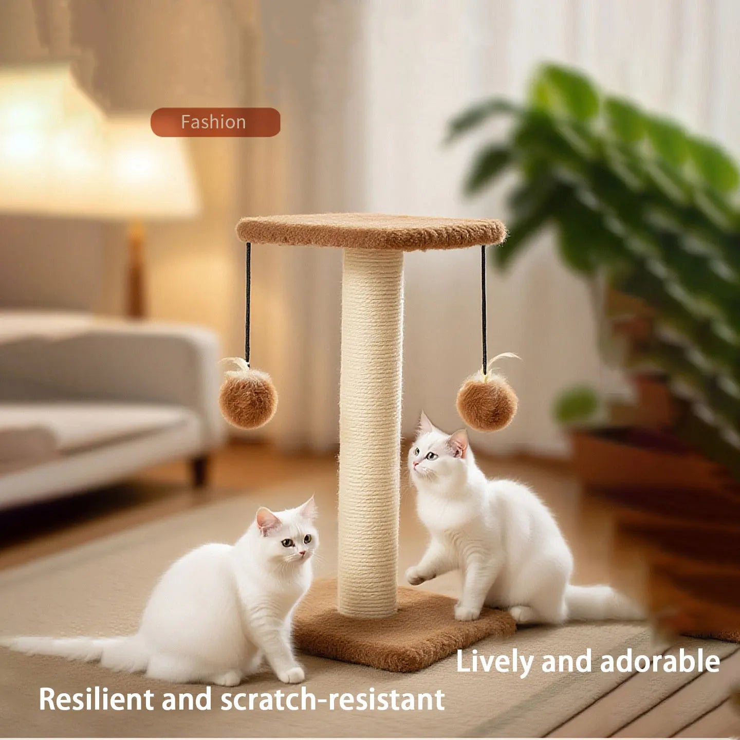 Agave Cat Scratching Post with Hanging Toy