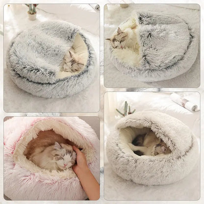 Warm Plush Cat Bed with Cover