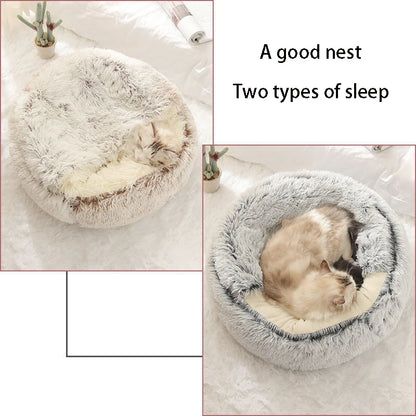 Warm Plush Cat Bed with Cover