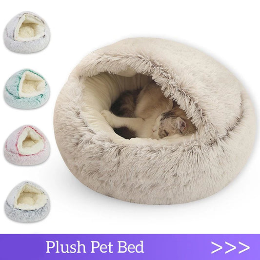 Warm Plush Cat Bed with Cover