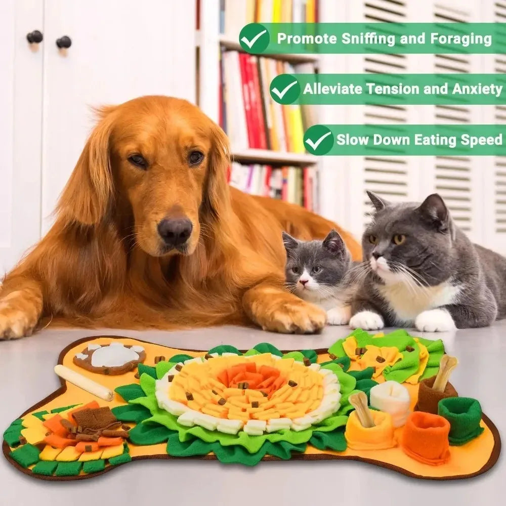 Pet Snuffle Mat Interactive Foraging Training Pad Washable Foldable Durable Design for Dogs Cats Feeding Behavioral Training