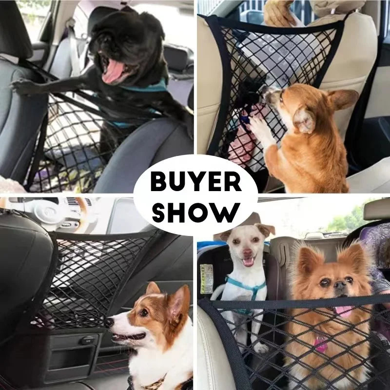 Pet Car Safety Barrier with Storage Mesh
