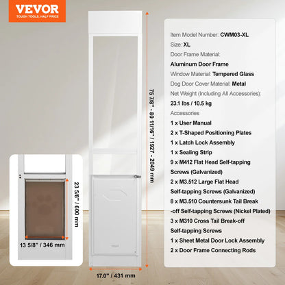 Aluminum Frame Tempered Glass Pet Door