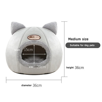 Cozy Cat Cave Bed – Warm Winter Pet Tent
