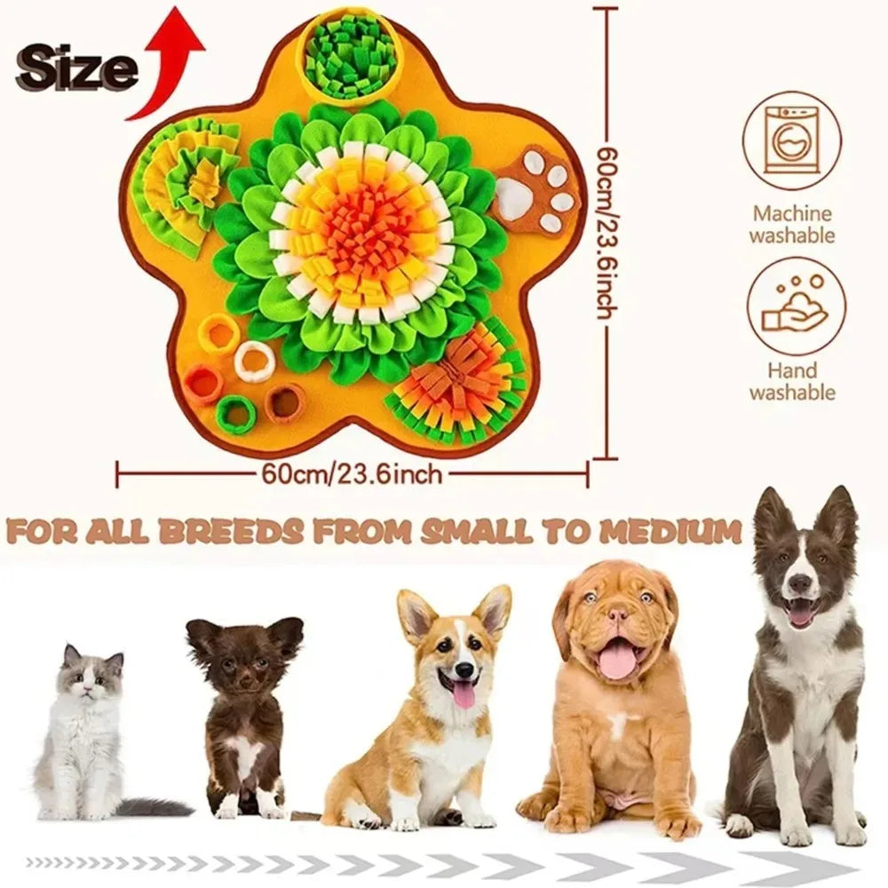 Pet Snuffle Mat Interactive Foraging Training Pad Washable Foldable Durable Design for Dogs Cats Feeding Behavioral Training