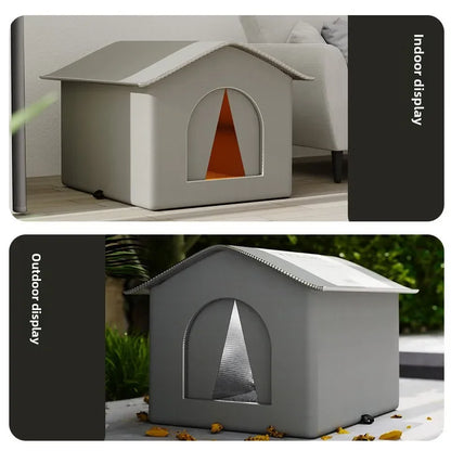 Waterproof Outdoor Pet House – Warm Foldable Cat & Dog Bed