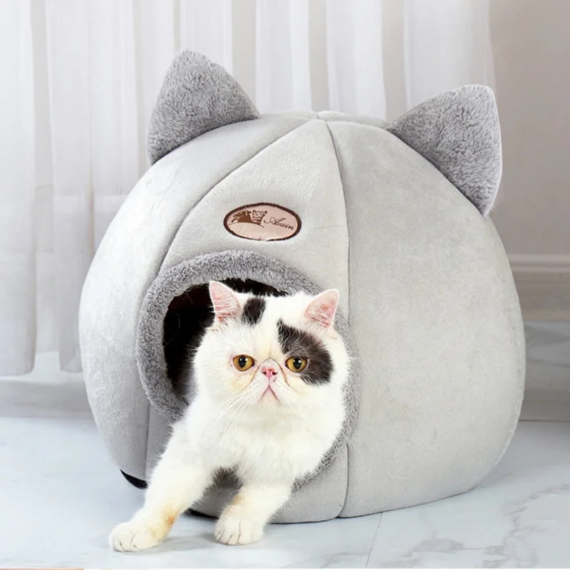 Cozy Cat Cave Bed – Warm Winter Pet Tent