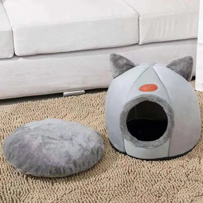 Cozy Cat Cave Bed – Warm Winter Pet Tent