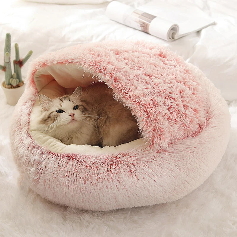 Warm Plush Cat Bed with Cover