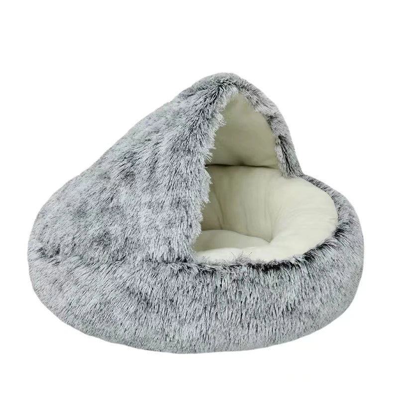 Warm Plush Cat Bed with Cover