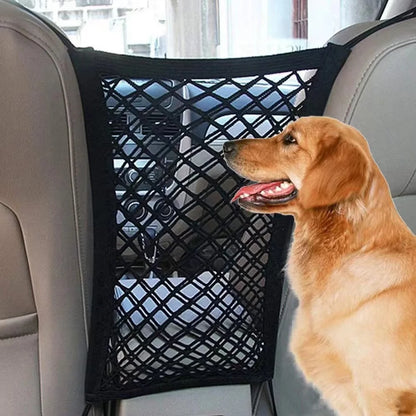 Pet Car Safety Barrier with Storage Mesh