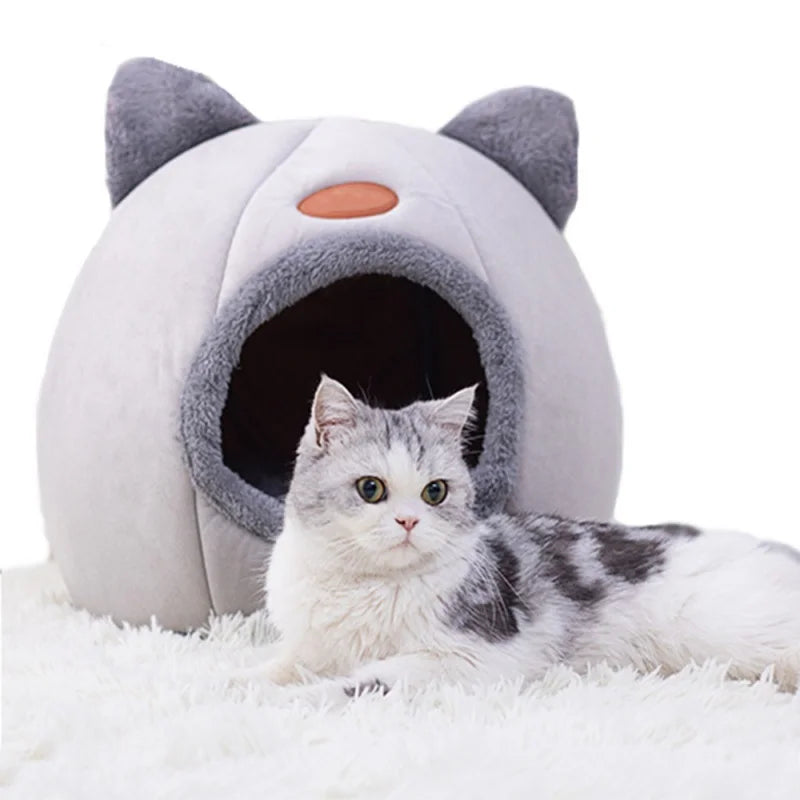 Cozy Cat Cave Bed – Warm Winter Pet Tent