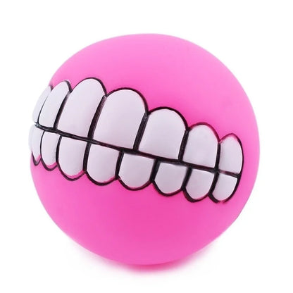 Pink ball with white teeth design on a white background