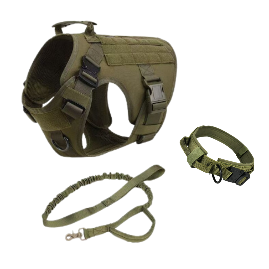 Military Dog Tactical Harness, Collar, and Leash Gear